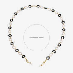Fashion Black White Flower Eyeglasses Chains Accessories on Zeelool