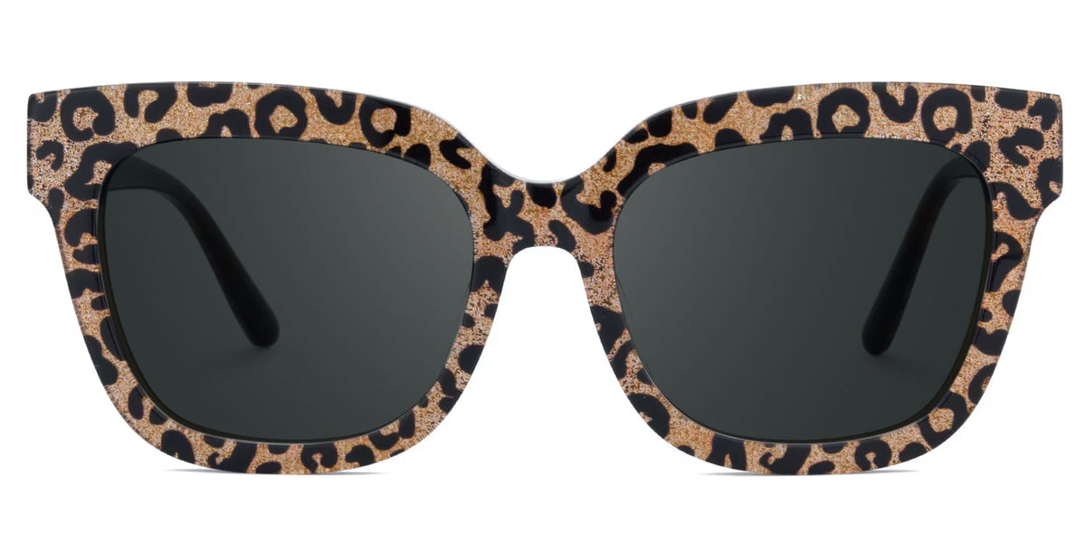 Designer Brown Leopard Square Prescription Sunglasses