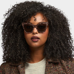Designer Ansyah Cat Eye Leopard Print Frame Sunglasses