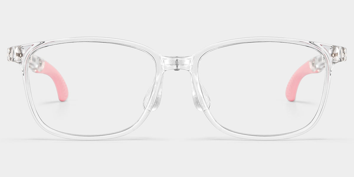 Gray Rectangle Crystal Pink Frame Eyeglasses for Pre-tweens