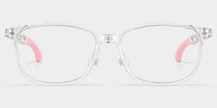 Gray Rectangle Crystal Pink Frame Eyeglasses for Pre-tweens