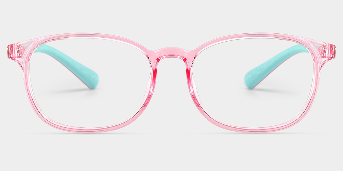 Kids Rectangle  Pink Green Amaker Frame Glasses | Zeelool