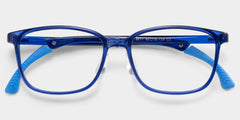 Gray Rectangle Blue Frame Eyeglasses for Pre-tweens