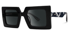 Tiffaney Black Square Sunglasses with Black Denim Temples