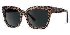 Designer Brown Leopard Square Prescription Sunglasses