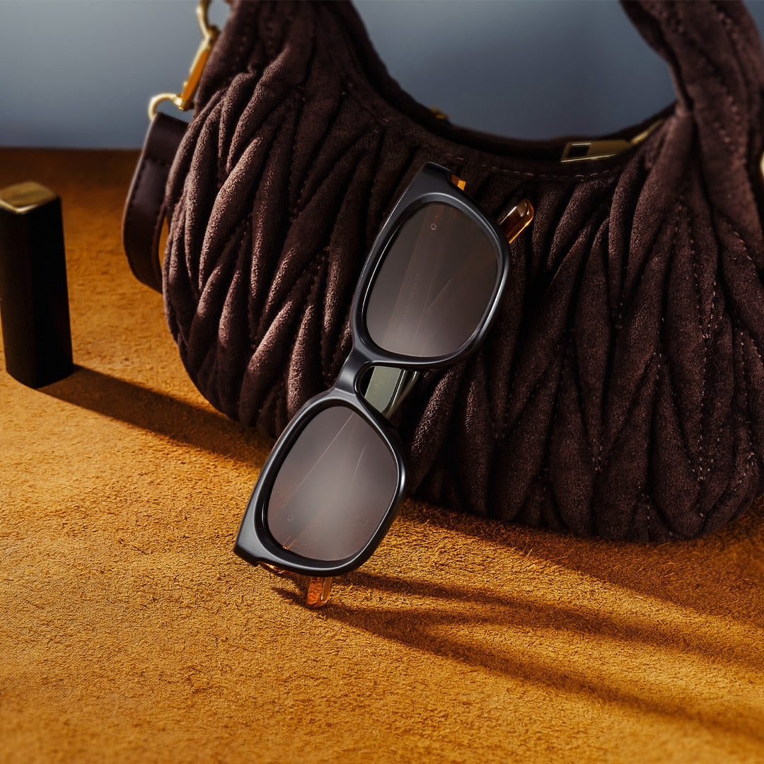 Lyric black Frame Polarized Sunglasses with rectangle Style Online | ZEELOOL