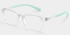 Kids Rectangle Crystal Green Amaker Frame Glasses | Zeelool