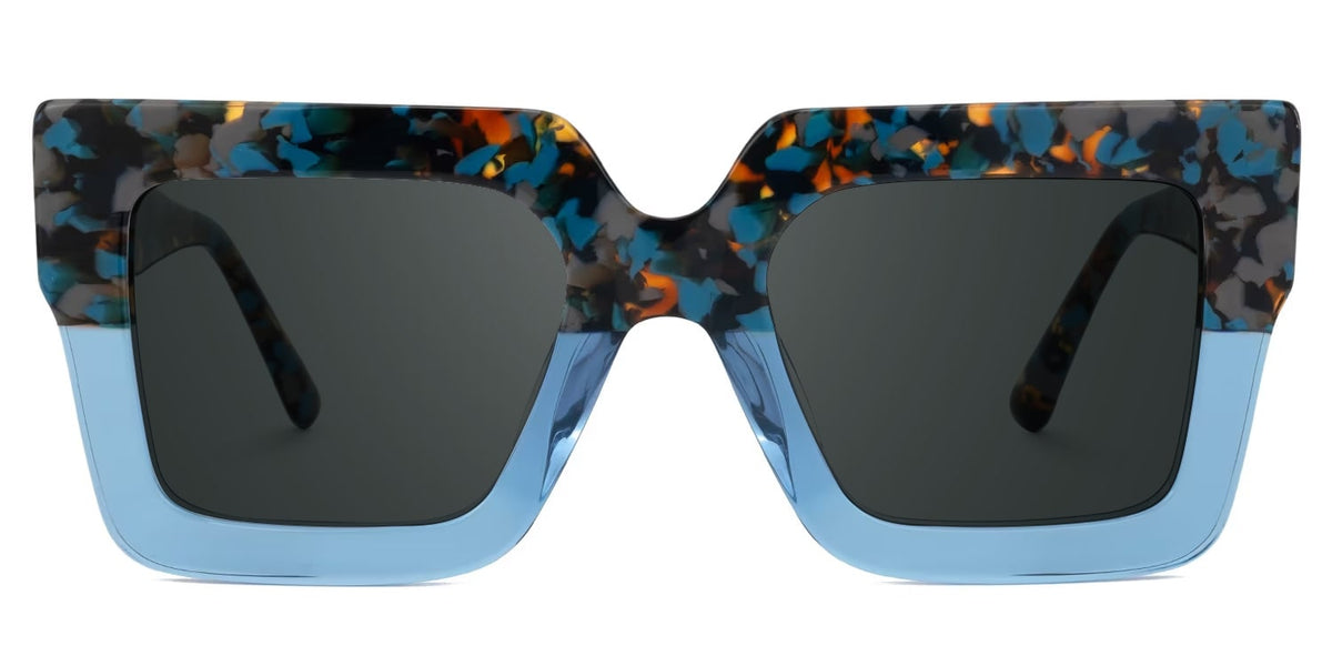 Brandon Blue Square Sunglasses with Chunky Acetate Frames