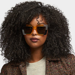 Shamika Large Black and Yellow Sunglasses with Rectangle Frames | Zeelool