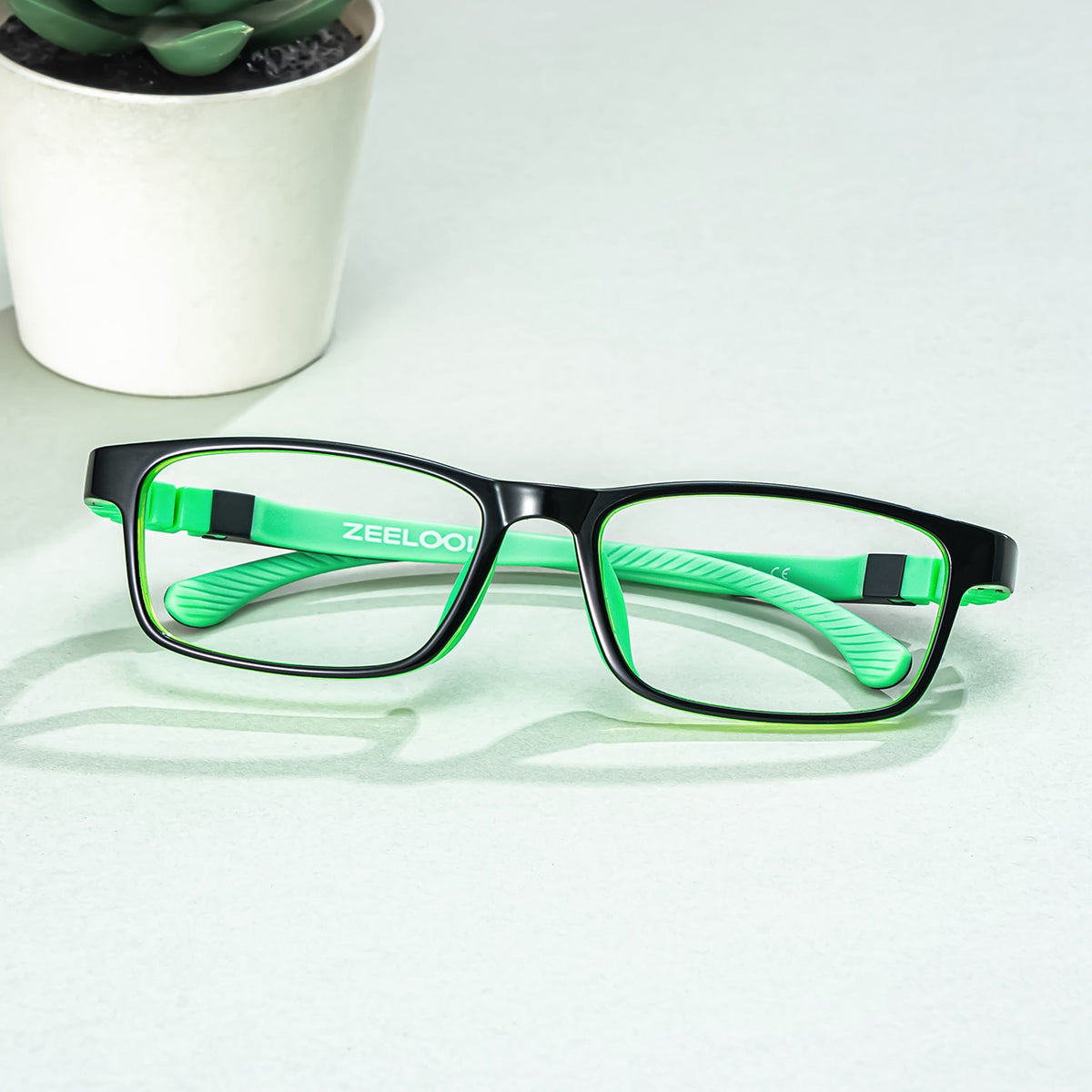 Arddin Rectangle Green Frame Eyeglasses for Tweens