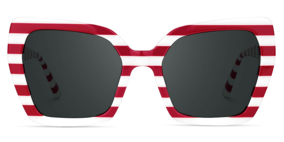 Pavia Butterfly Red Striped Frame Sunglasses for Women