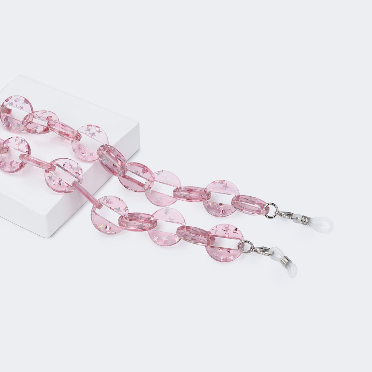 Pink Round Glasses Chain -Sunglasses Transparent Chain