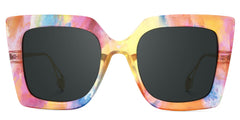 Qatar Square Rainbow Painted Thick Big Frame Sunglasses