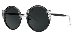 Nelida Designer Sunglasses in Round Black Frame