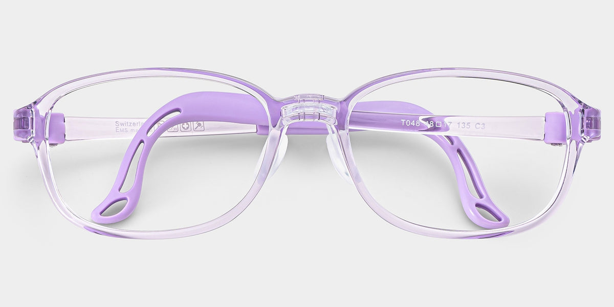 Bright Rectangle Crystal Purple Frame Eyeglasses for Pre-tweens