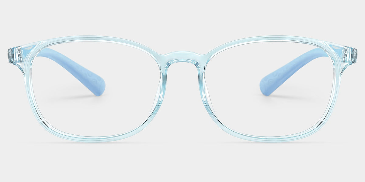 Kids Rectangle Crystal Blue Amaker Frame Glasses | Zeelool