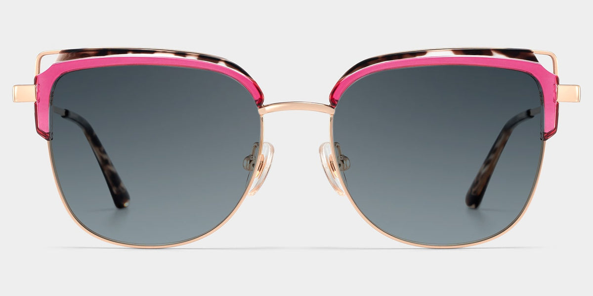 Samson Pink Square Glasses With Tortoiseshell Color-Block Design