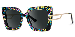 Square Frame Fashion Sunglasses With Colorful Shiny Heart